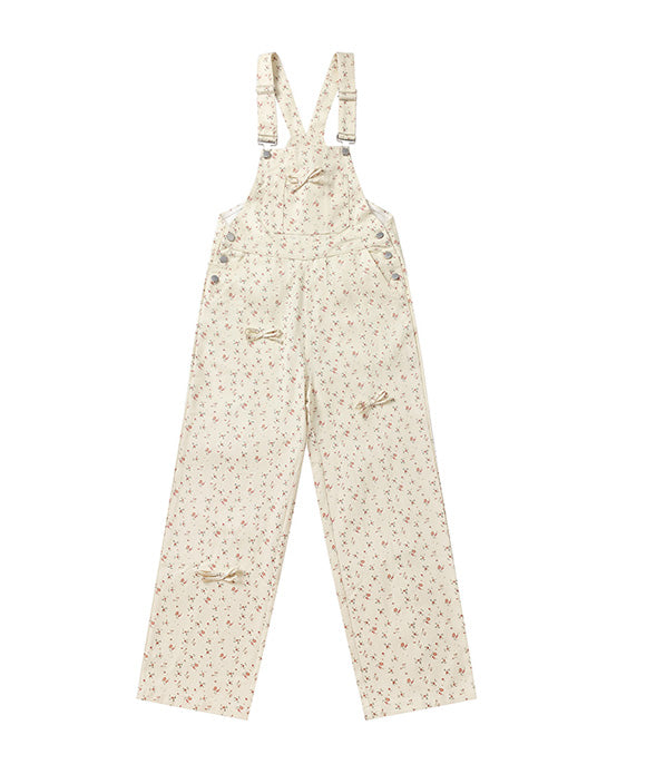 BAKYARDER Floral Overalls with Bow Tie