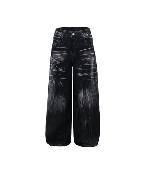 BAKYARDER Vintage Distressed Tie-Dye Denim Jeans