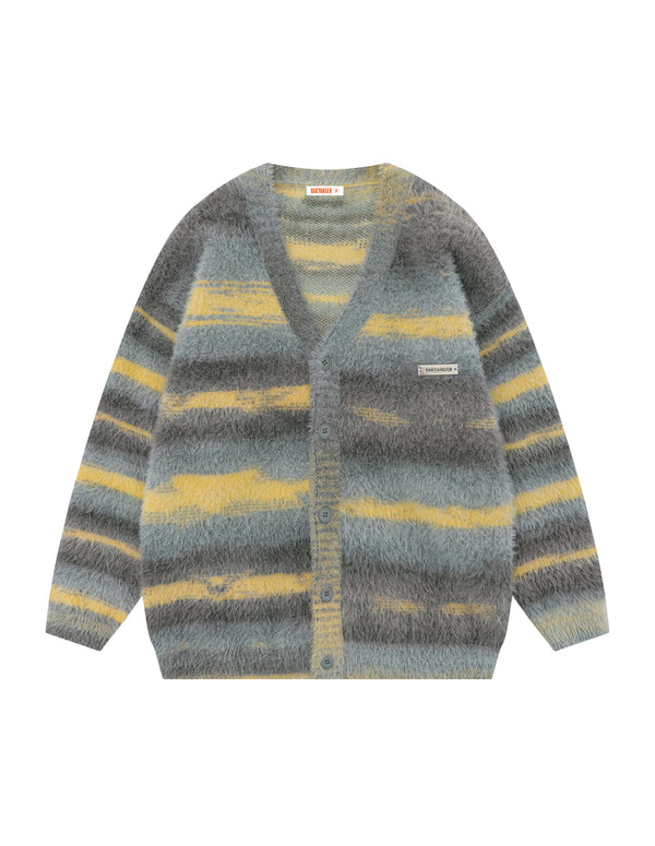 BAKYARDER Color Block Striped Cardigan