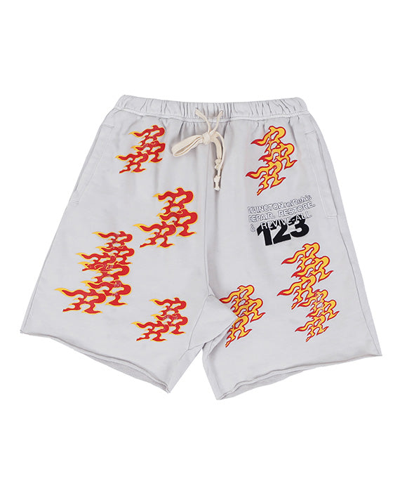 BAKYARDER Flame Letter Print Shorts