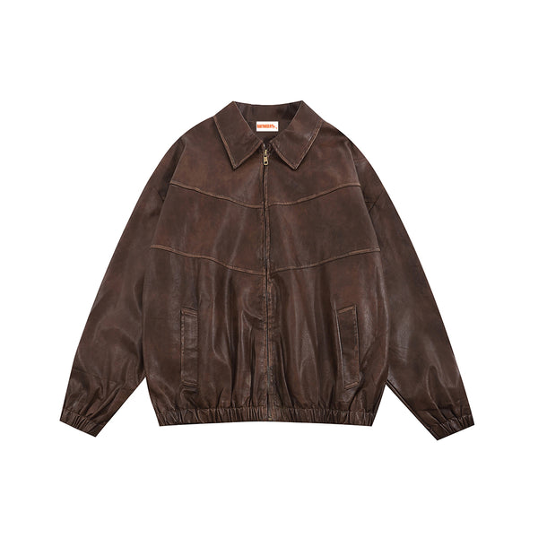 BAKYARDER Vintage Loose-Fit Leather Jacket