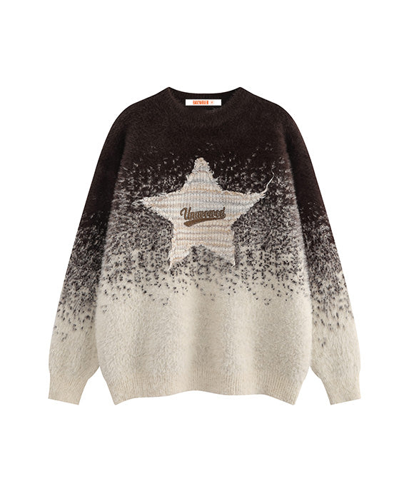 BAKYARDER Vintage Star Patch Embroidery Sweater