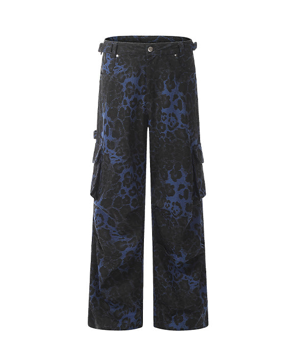 BAKYARDER Vintage Blue Leopard Print Jeans