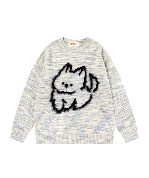 BAKYARDER Cute Cartoon Cat Knitted Sweater