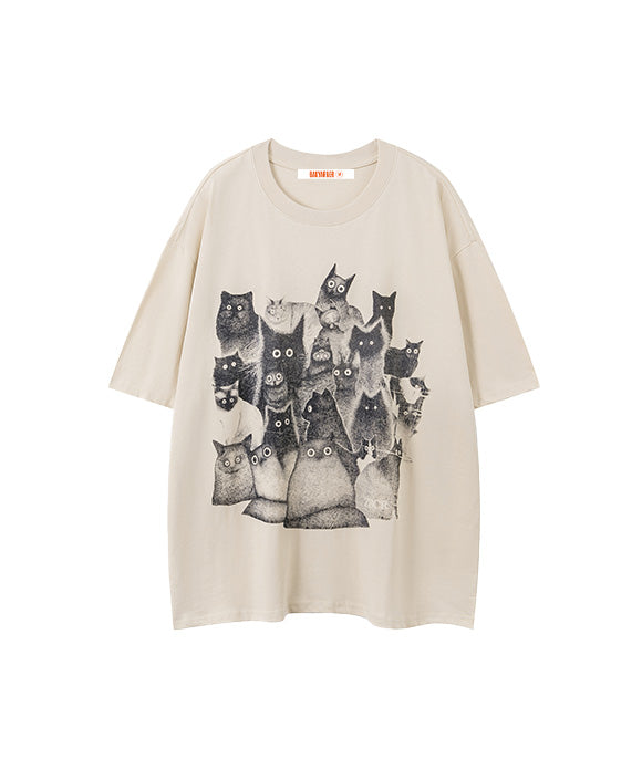 BAKYARDER Vintage Cat Graphic Tee