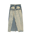 BAKYARDER Vintage Washed Distressed Frayed Denim Skirt