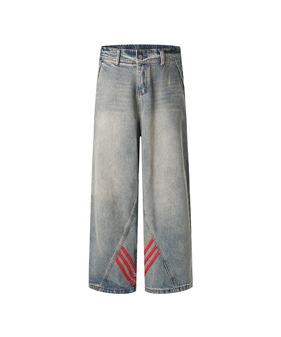 BAKYARDER Vintage Striped Patchwork Jeans