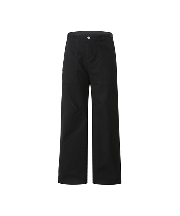 BAKYARDER Solid Color Wide-Leg Cargo Pants