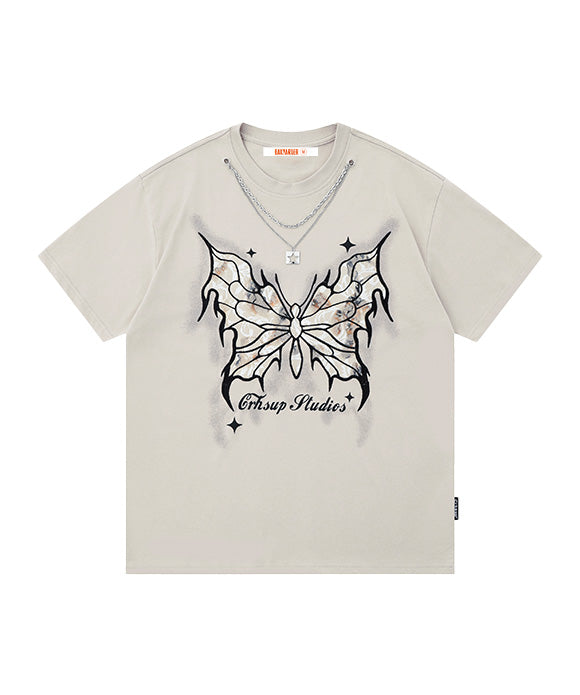 BAKYARDER Vintage Butterfly Necklace Tee