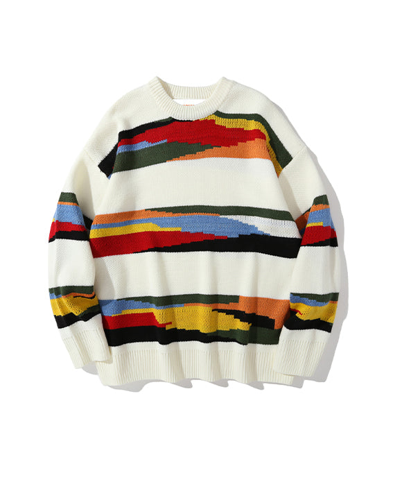 BAKYARDER Color Blocking Stripe Sweater