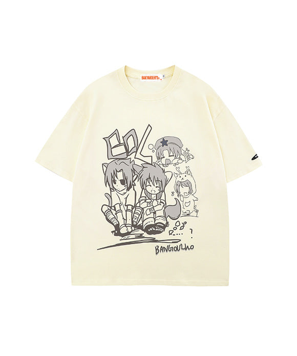 BAKYARDER  Cartoon Hip-Hop Printed Short-Sleeve T-Shirt