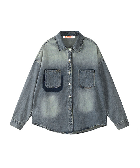 BAKYARDER Retro Distressed Denim Shirt