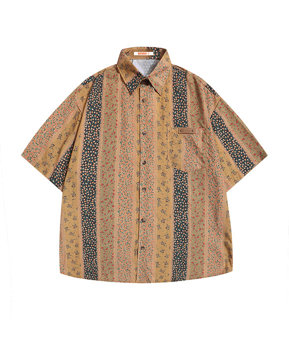 BAKYARDER Floral Striped Shirt