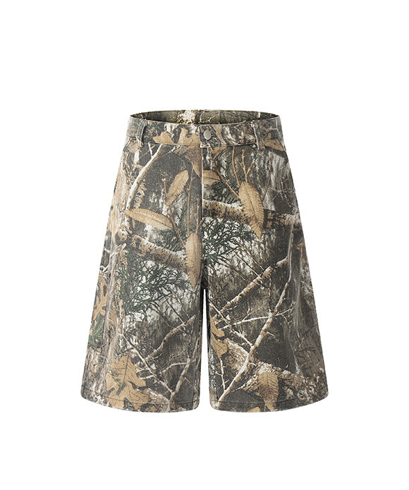 BAKYARDER Vintage Distressed Branch Camouflage Shorts