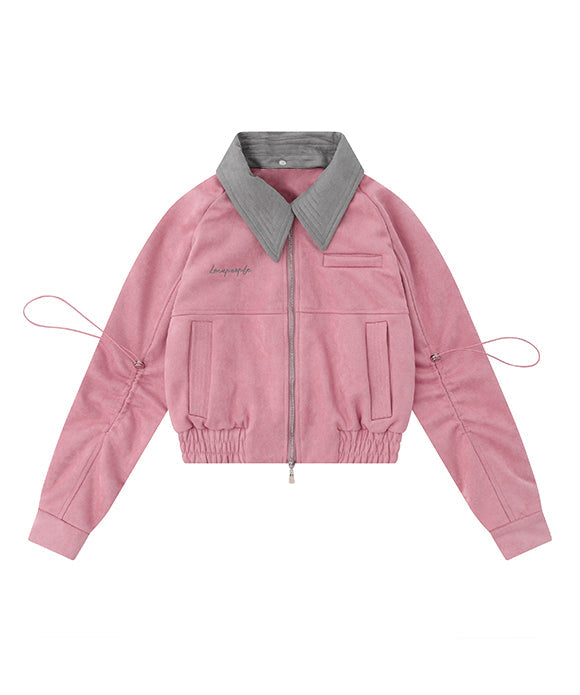 BAKYARDER Short Zipper Color-block Women's Jacket-