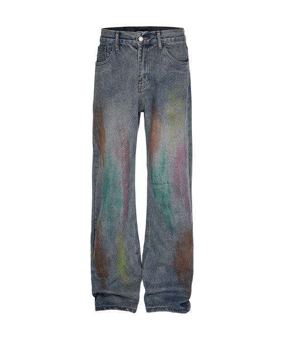 BAKYARDER Vintage Acid Wash Rainbow Jeans