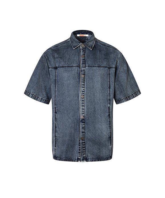 BAKYARDER Vintage Denim Short Sleeve Shirt