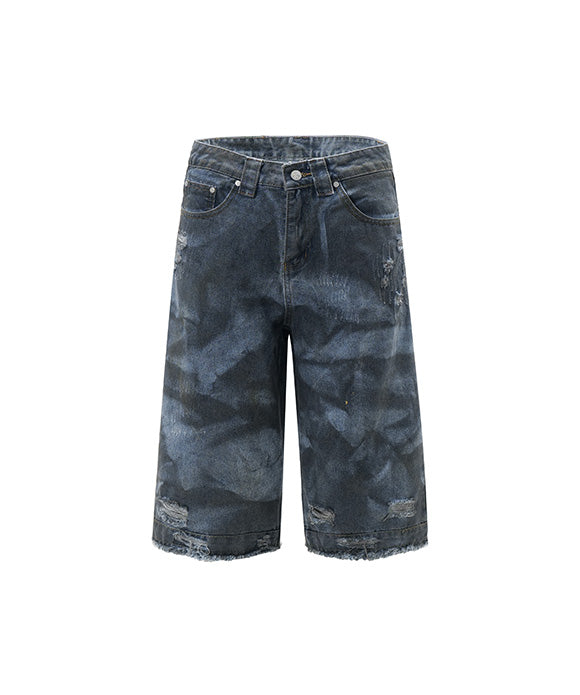 BAKYARDER Vintage Distressed Ripped Cropped Pants