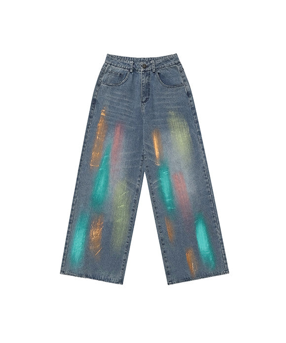 BAKYARDER Vintage Graffiti Print Jeans