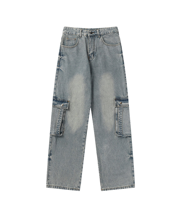 BAKYARDER Large Pockets High Street Distressed Jeans