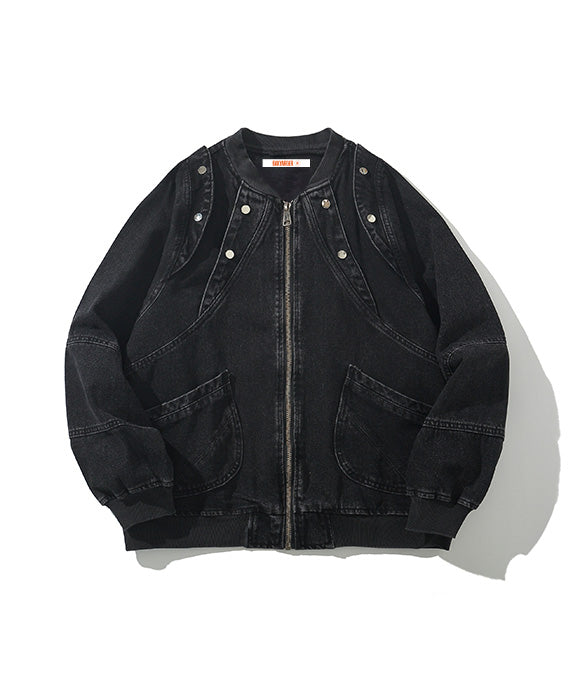 BAKYARDER Vintage Studded Loose Denim Jacket