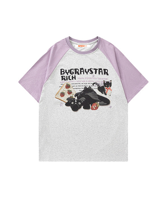 BAKYARDER Vintage Color Block Cartoon Tee