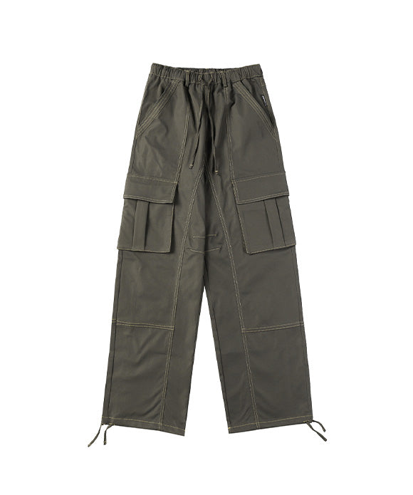 BAKYARDER Contrast Stitching Multi-Pocket Cargo Pants