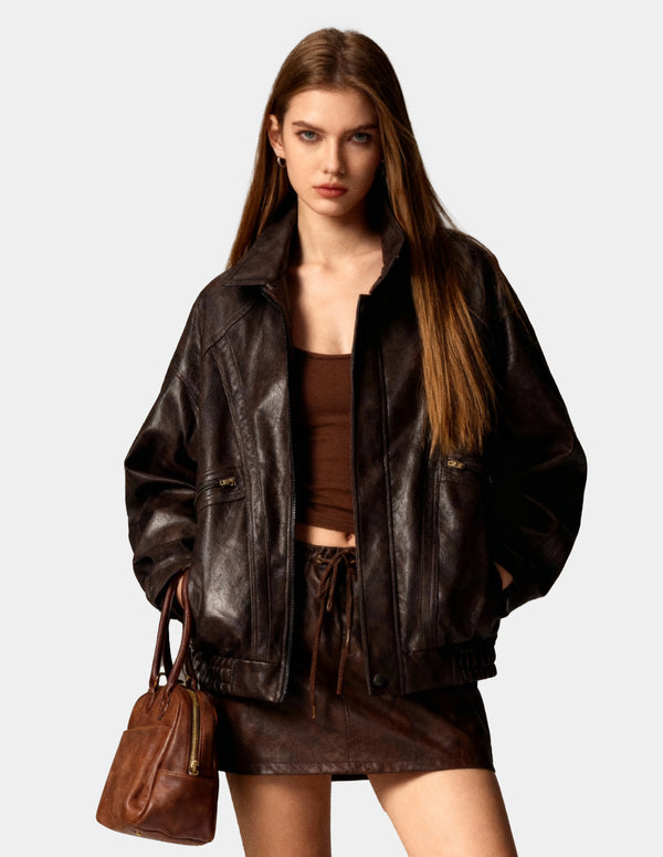 BAKYARDER Vintage Motorcycle Leather Jacket