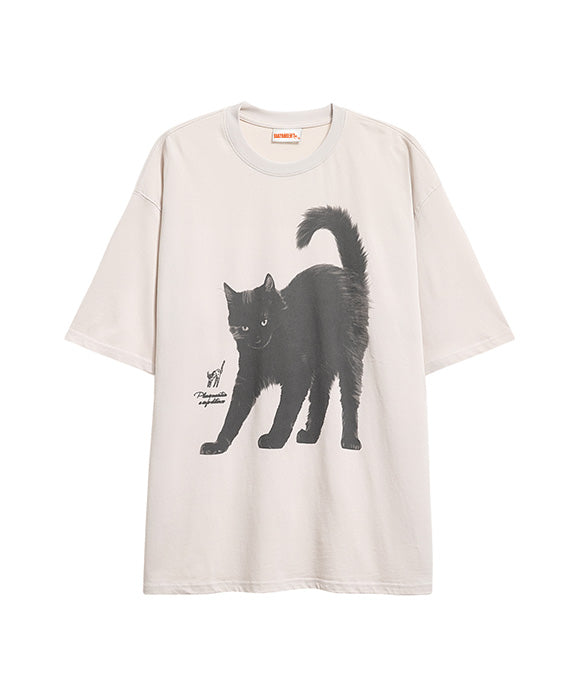 BAKYARDER Vintage Cat Print Tee