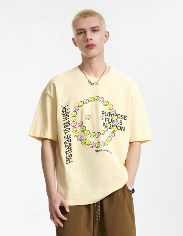 BAKYARDER Smiley Face Cracked Print Tee