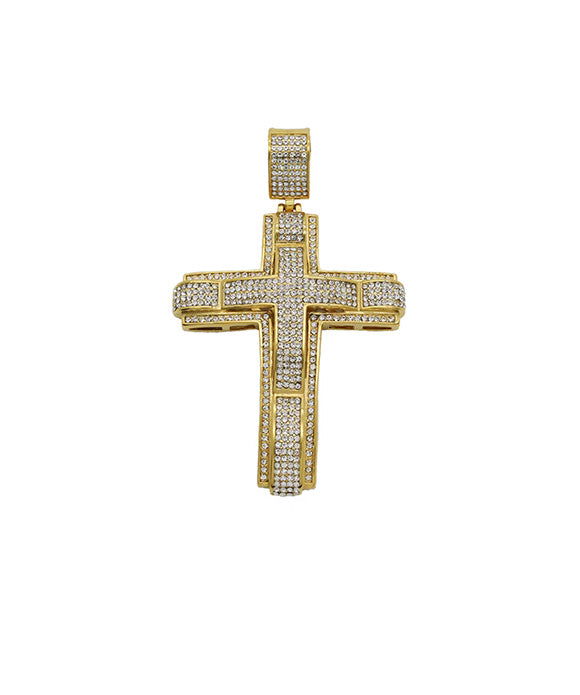 BAKYARDER Hip-Hop Rap Overlapping Cross Necklace