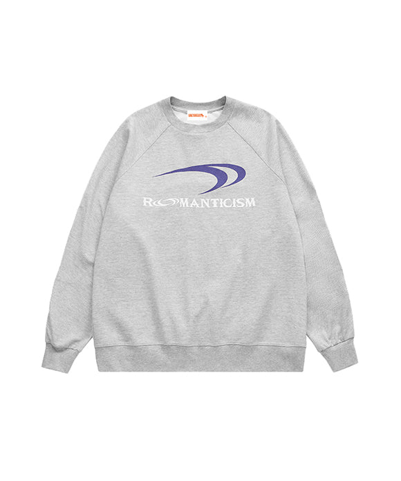 BAKYARDER Twill Letter Print Crew Neck Sweatshirt