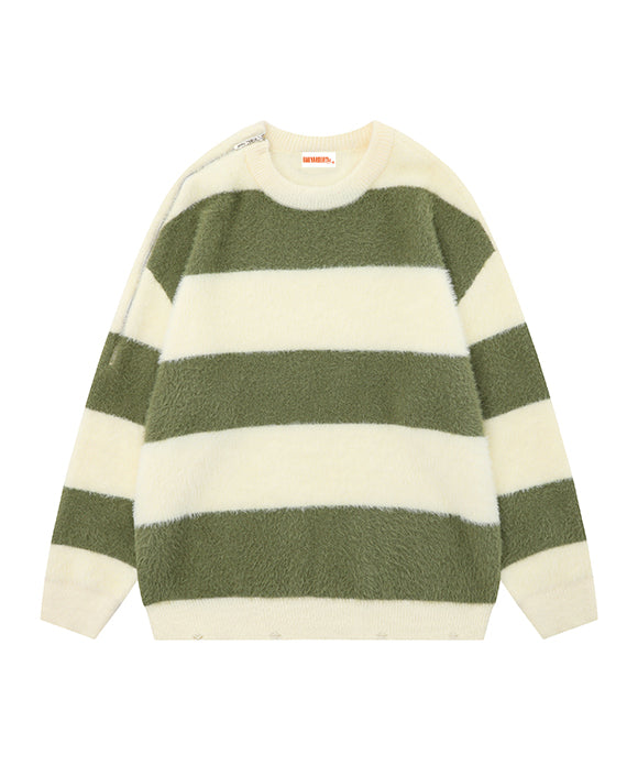 BAKYARDER Color Block Striped Zip Sweater