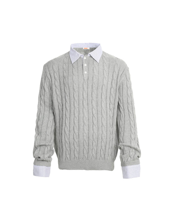 BAKYARDER Cable Knit Layered-Look Pullover Sweater