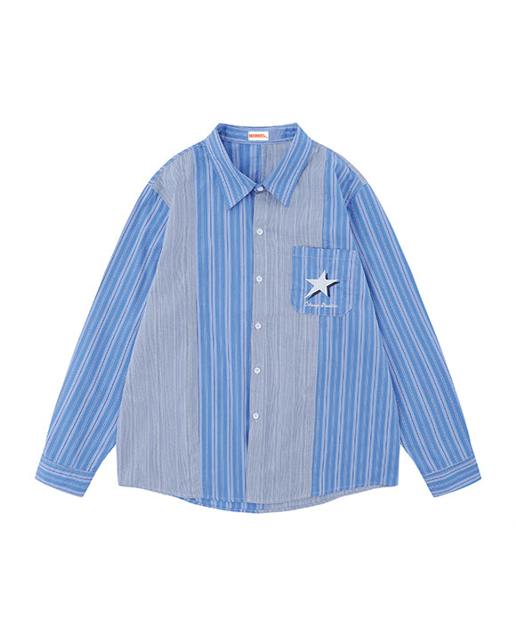 BAKYARDER Street Patchwork Striped Shirt