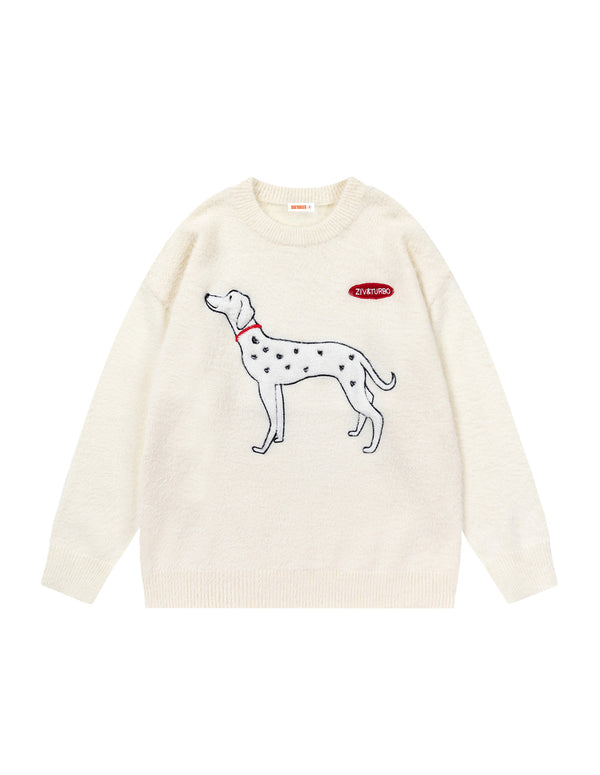 BAKYARDER Dalmatian Print Pullover Sweater
