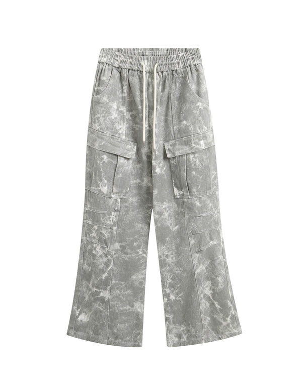 BAKYARDER Vintage Tie-Dye Cargo Wide-Leg Pants