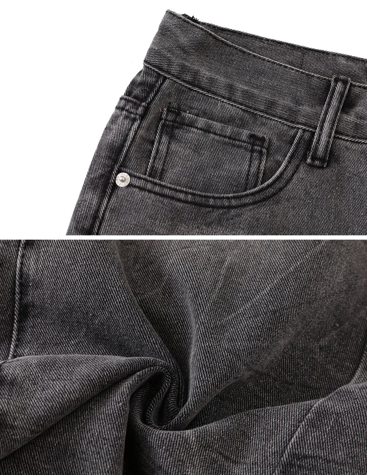 BAKYARDER Vintage Washed Whiskered Wide-Leg Jeans