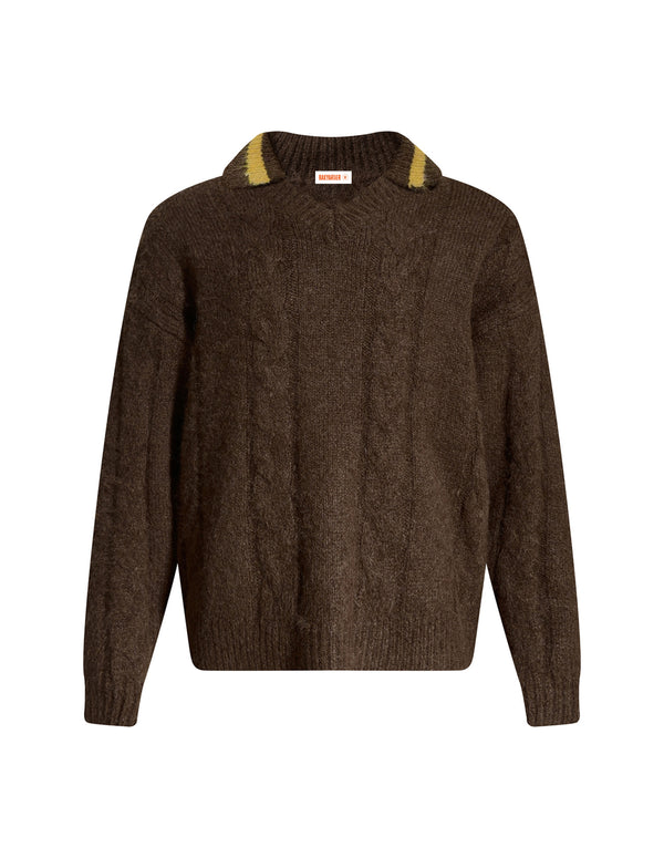 BAKYARDER Vintage Cable Knit V-Neck Pullover Sweater