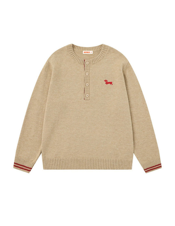 BAKYARDER Vintage Embroidered Puppy Knit Pullover Sweater