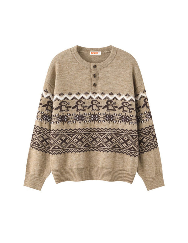 BAKYARDER Christmas Penguin Jacquard Sweater