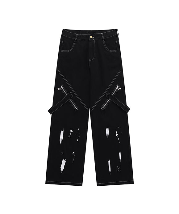 BAKYARDER Street Style Hip Hop Zip Design Cargo Pants