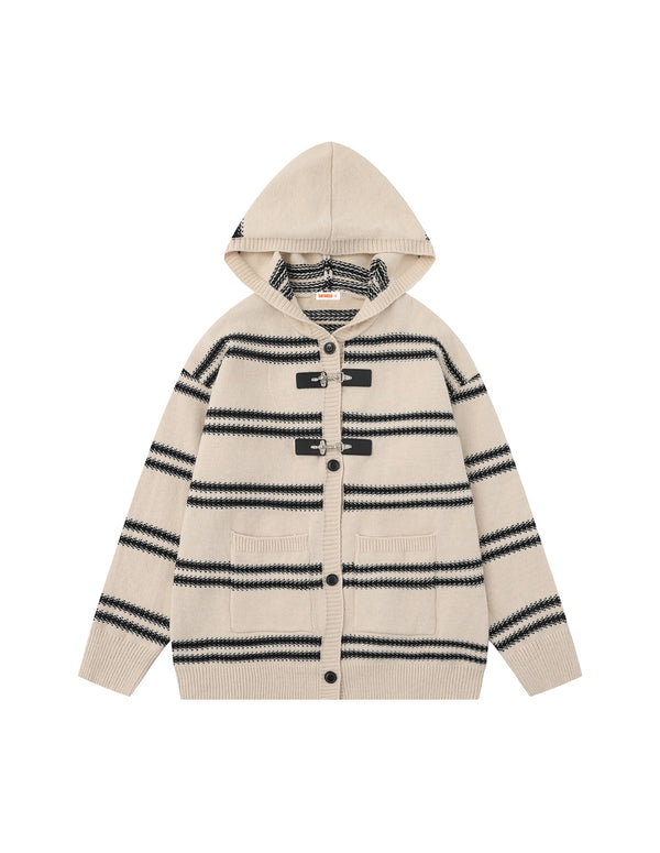 BAKYARDER Vintage Striped Hooded Cardigan Sweater
