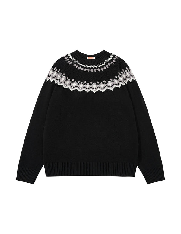 BAKYARDER Vintage Fair Isle Crewneck Pullover Sweater