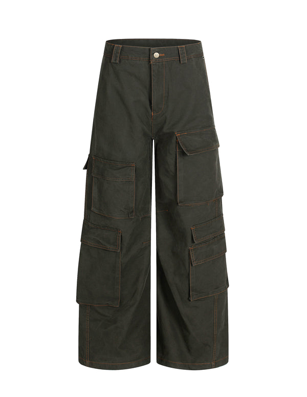 BAKYARDER Vintage Wide-Leg Multi-Pocket Cargo Pants