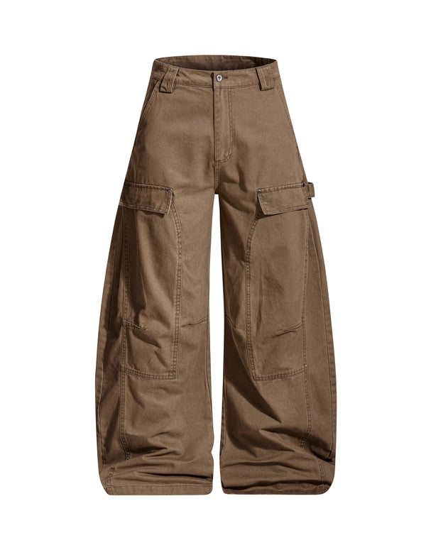 BAKYARDER Vintage Big-Pocket Washed Barrel Utility Pants