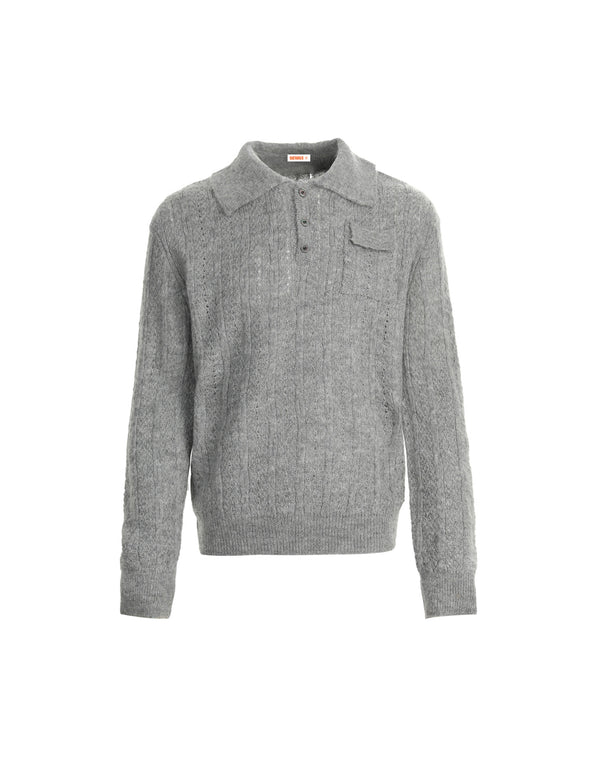 BAKYARDER Vintage Henley Collar Pullover Sweater