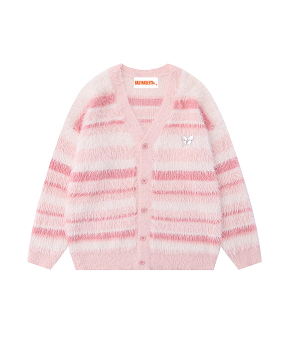 BAKYARDER Vintage Mohair Ombre Stripe Cardigan