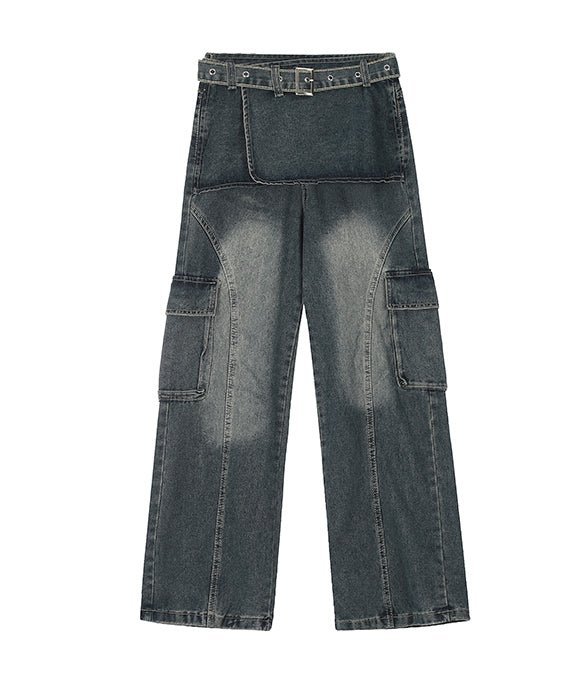 BAKYARDER Vintage Oversized Pocket Layered Denim Pants