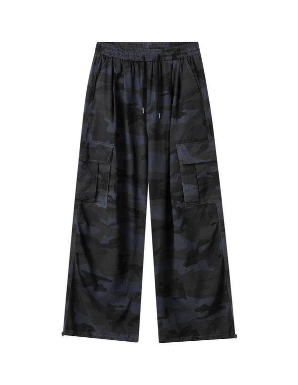 BAKYARDER Vintage Camo Multi-Pocket Drawstring Cargo Pants